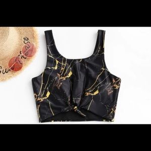 Two piece bathing suit black marble.